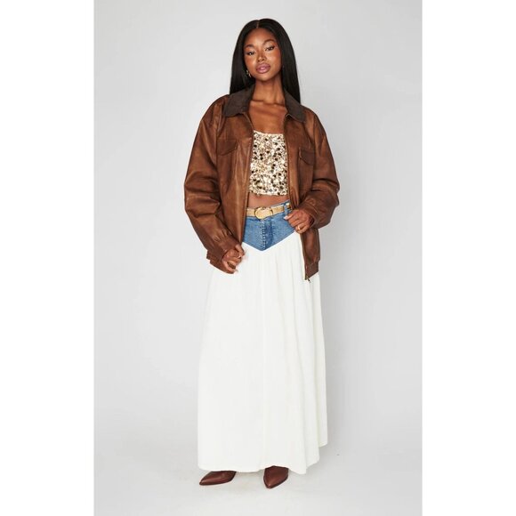 Show Me Your Mumu Maverick Bomber Jacket in Chestnut Brown XSmall New Womens - Picture 9 of 16